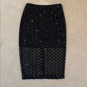 J. Crew Black Sequin Midi Skirt